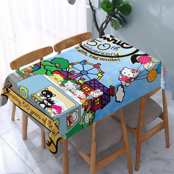 Sanrio Tablecloth for hello kitty and friends Washable Cotton Square Cute Funny Softfor Kitchen & Table Linens 5570.9 in