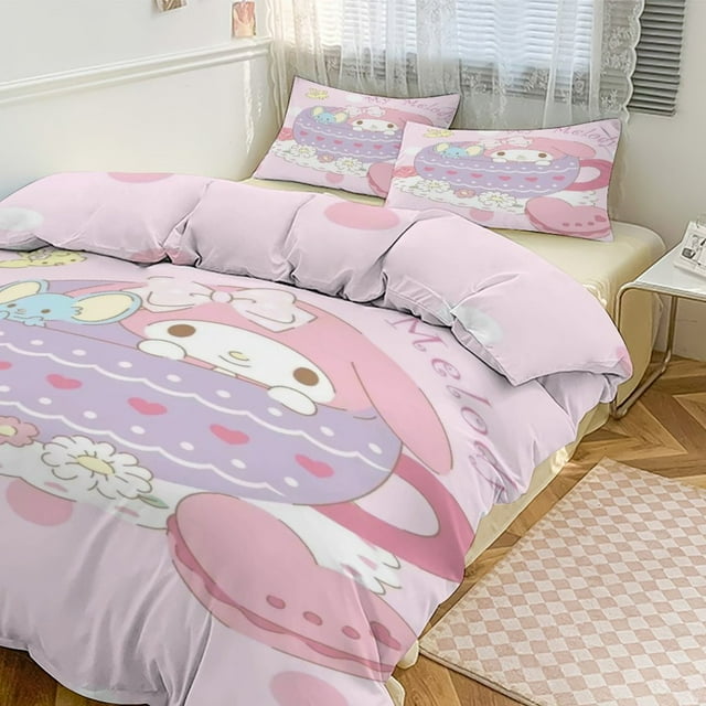 Sanrio Throw 3Piece Quilt Cover Set for All Seasons (1 Quilt, 2
