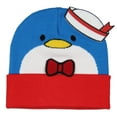 thumbnail image 1 of Sanrio Tuxedo Sam Beanie Sam Face Design with Felt 3D Bowtie and Hat Adult Novelty Cuffed Beanie, 1 of 7