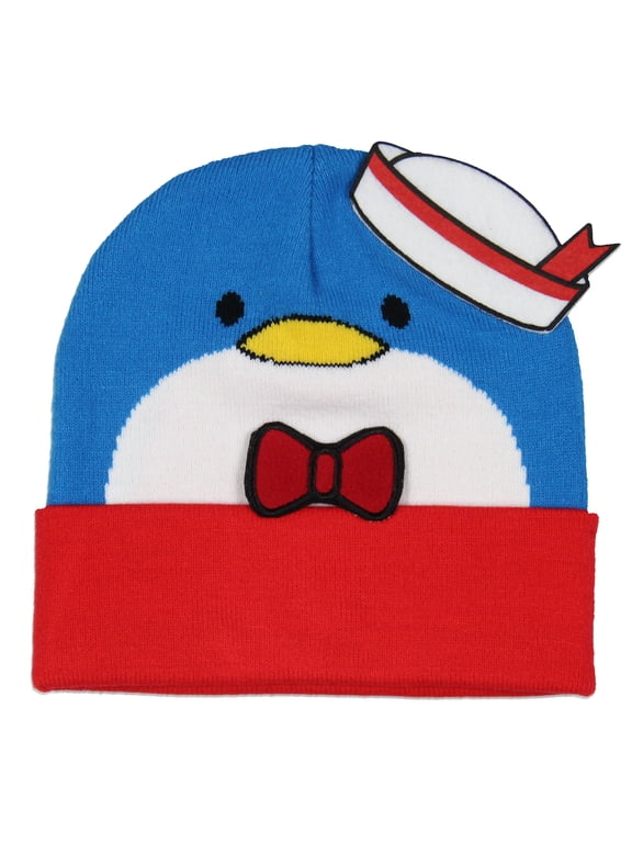 Tuxedo Sam Beanie Sam Face Design with Felt 3D Bowtie and Hat Adult Novelty Cuffed Beanie