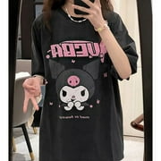Sanrio Women Fashion Clothes Kuromi New Tops Y2k Oversized T-shirts Cotton Japanese Korean Style Loose Tees Female Cute Tshirt