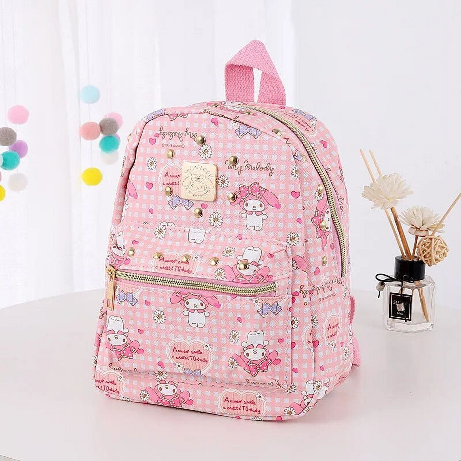 Sanrio Women Pink Backpacks PU Leather School Bag Kawaii MyMelody Hello ...