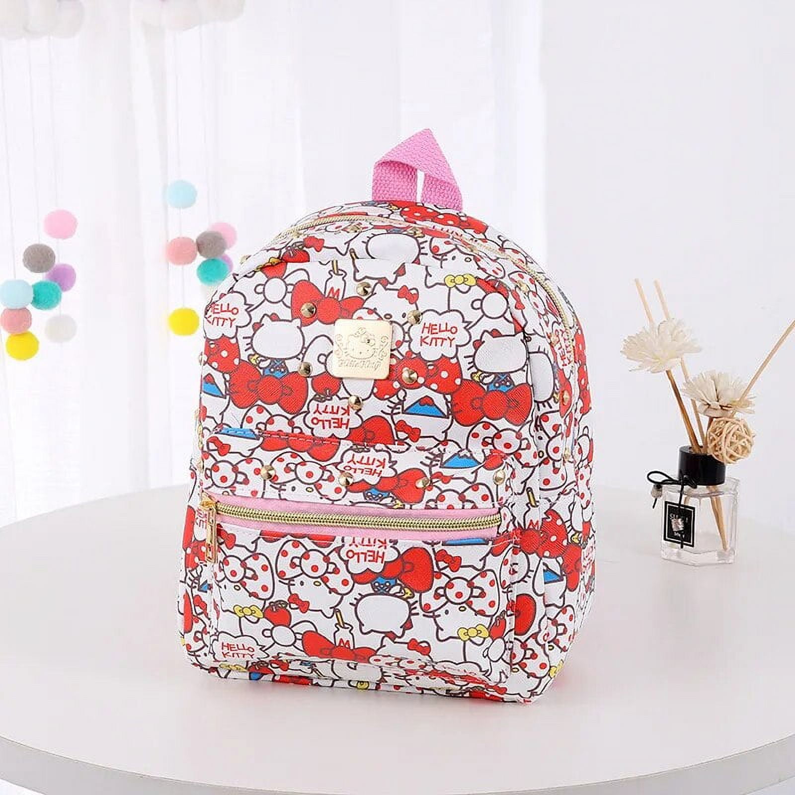 Sanrio Women Pink Backpacks PU Leather School Bag Kawaii MyMelody Hello