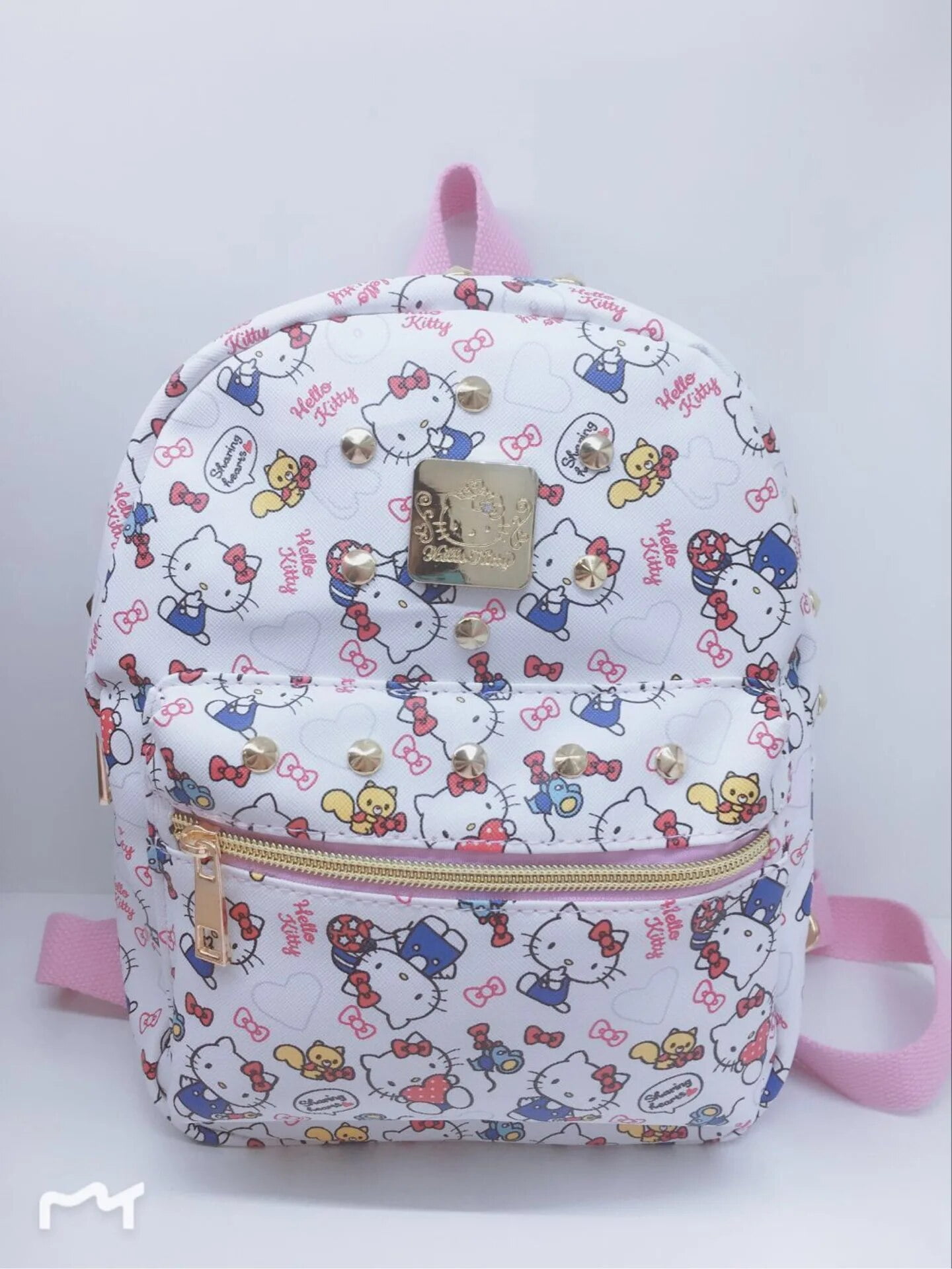 Sanrio Women Pink Backpacks PU Leather School Bag Kawaii MyMelody Hello