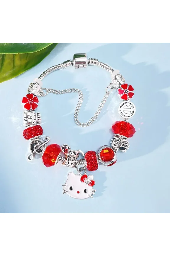 Sanrio Women's Stainless Steel Bracelet Kawaii Hello Kitty Bracelet Fashion Jewelry Holiday Gifts
