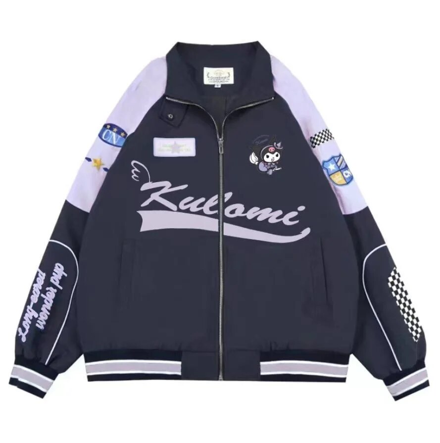 Sanrio Y2k Cinnamoroll Racer Jacket Kawaii Biker Jacket Pants Punching