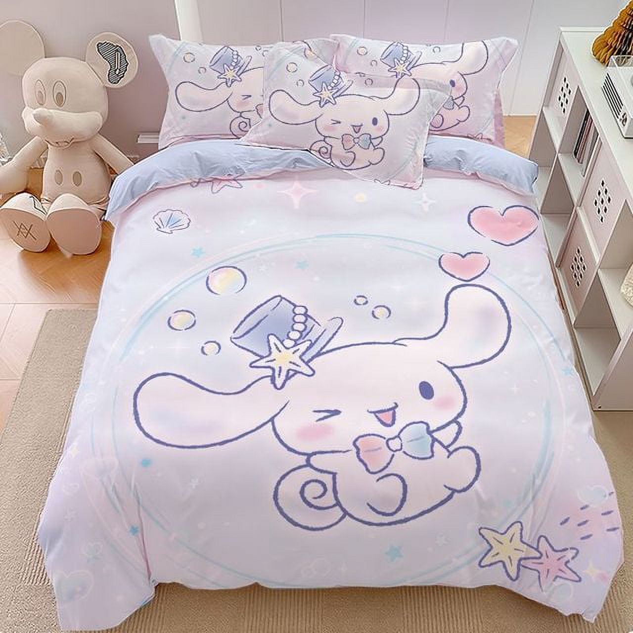Sanrio cartoon cinnamon roll fourpiece set cute Kuromi Melody bed sheet children‘s personality