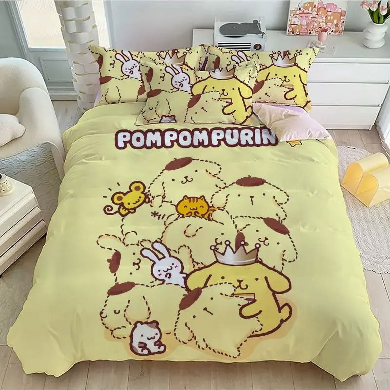 Sanrio cute pompompurin cartoon digital printing bed four-piece set ...