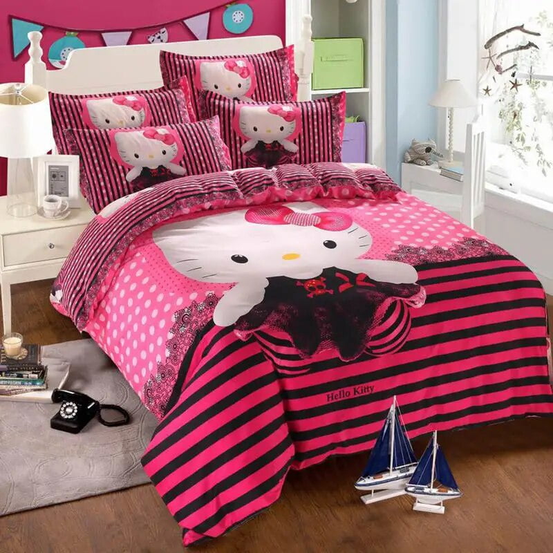 Sanrio hello kitty Quilt Cover Sheets Pillowcase Cute Cartoon Bedding