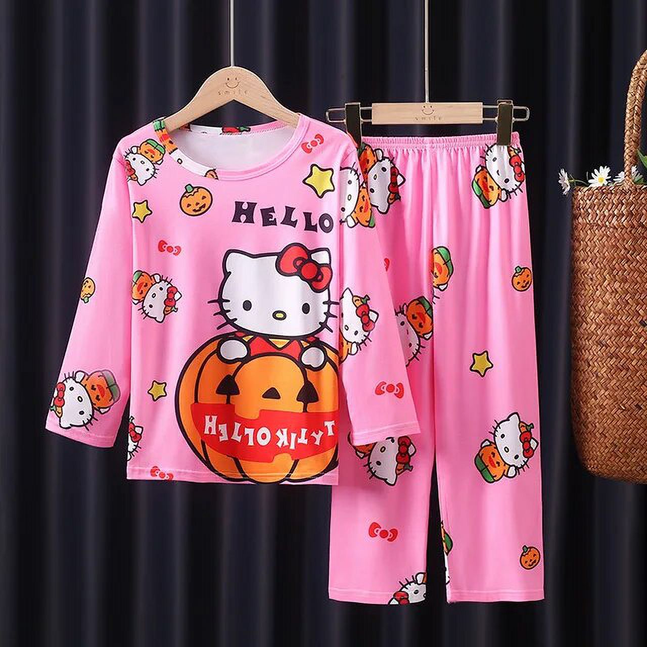Sanrio hello kitty children Home clothing Girls Pajamas Baby Long