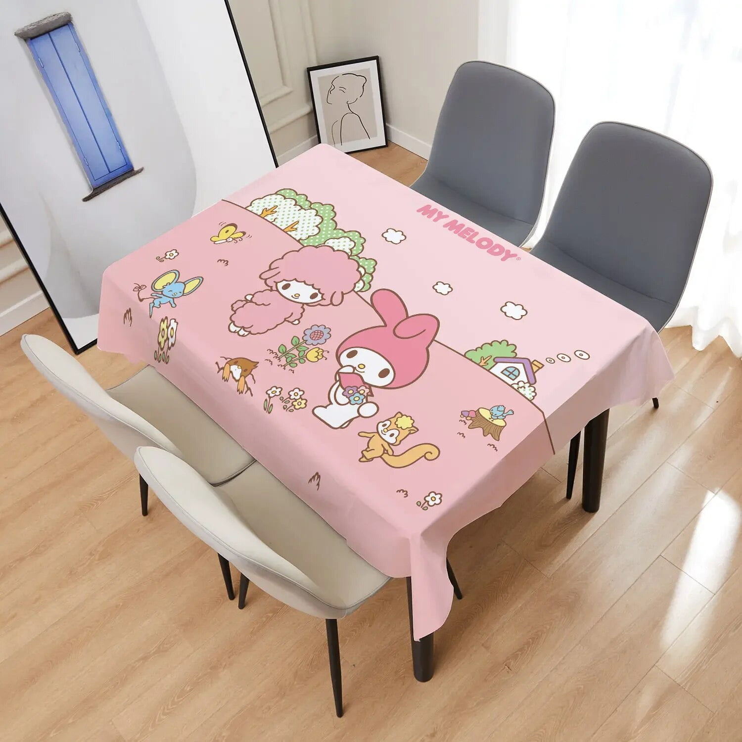 Sanrio hello kitty tablecloth my melody cute cartoon background cloth