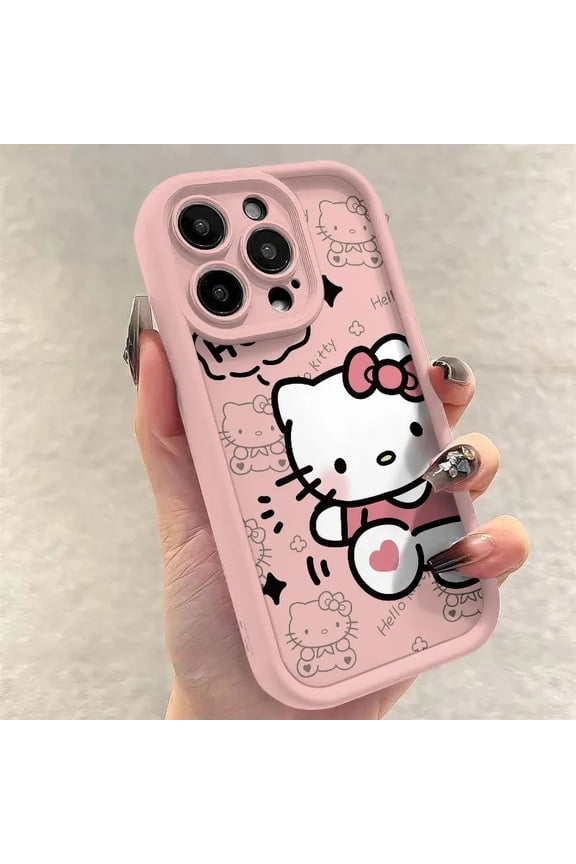 Sanrio ins Hello Kitty phone case for iPhone 15 14 13 11 12 Pro Max Plus X XR Xs 7 8 plus Y2K girl clear gift silicone anti-fall