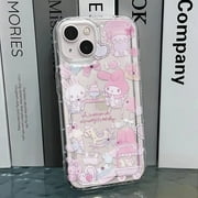 Sanrio my melody transparent Anime Phone Case For iPhone 15 14 13 12 11 Pro Max Xr Xs Max 7 8 14 Plus Case Cute cartoon Cover