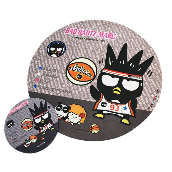 Sanrio's Bat Badtz-Maru MousePad -Two-Shade Gray Mousepad And Coaster 2pcs Set
