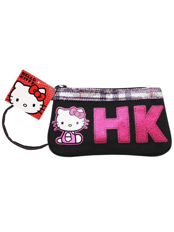 's Hello Kitty Black and Pink Sparkly Wristlet