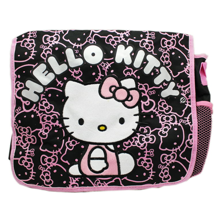 Hello Kitty Messenger Bag - Black with Pink Glitter
