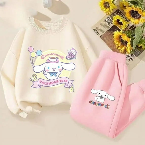 Sanrioed Autumn Children Sweater Sets Kawaii Cinnamoroll Kuromi Anime Pullover for Boys Girls Fashion Sports Spring Clothes 2023