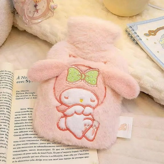 Sanrioed Cinnamoroll Kuromi Cartoon Hot Water Bag Plush Water Bag Large Capacity Home Winter Warm Hot Water Bottle Children Gift