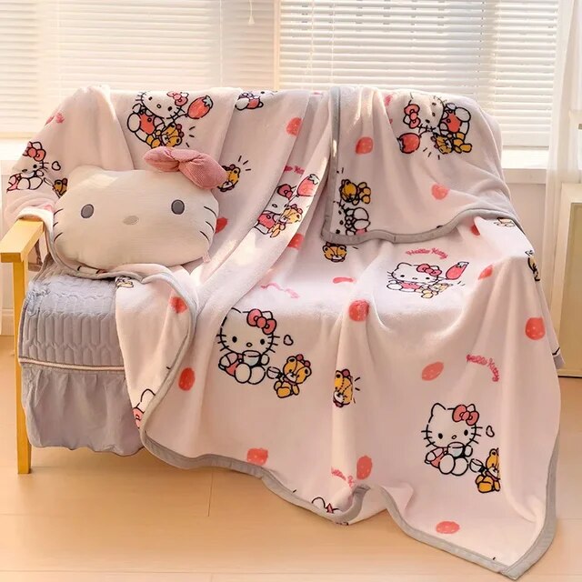 Sanrioed Cinnamoroll Kuromi Hello Kitty Plush Blanket Milk Velvet
