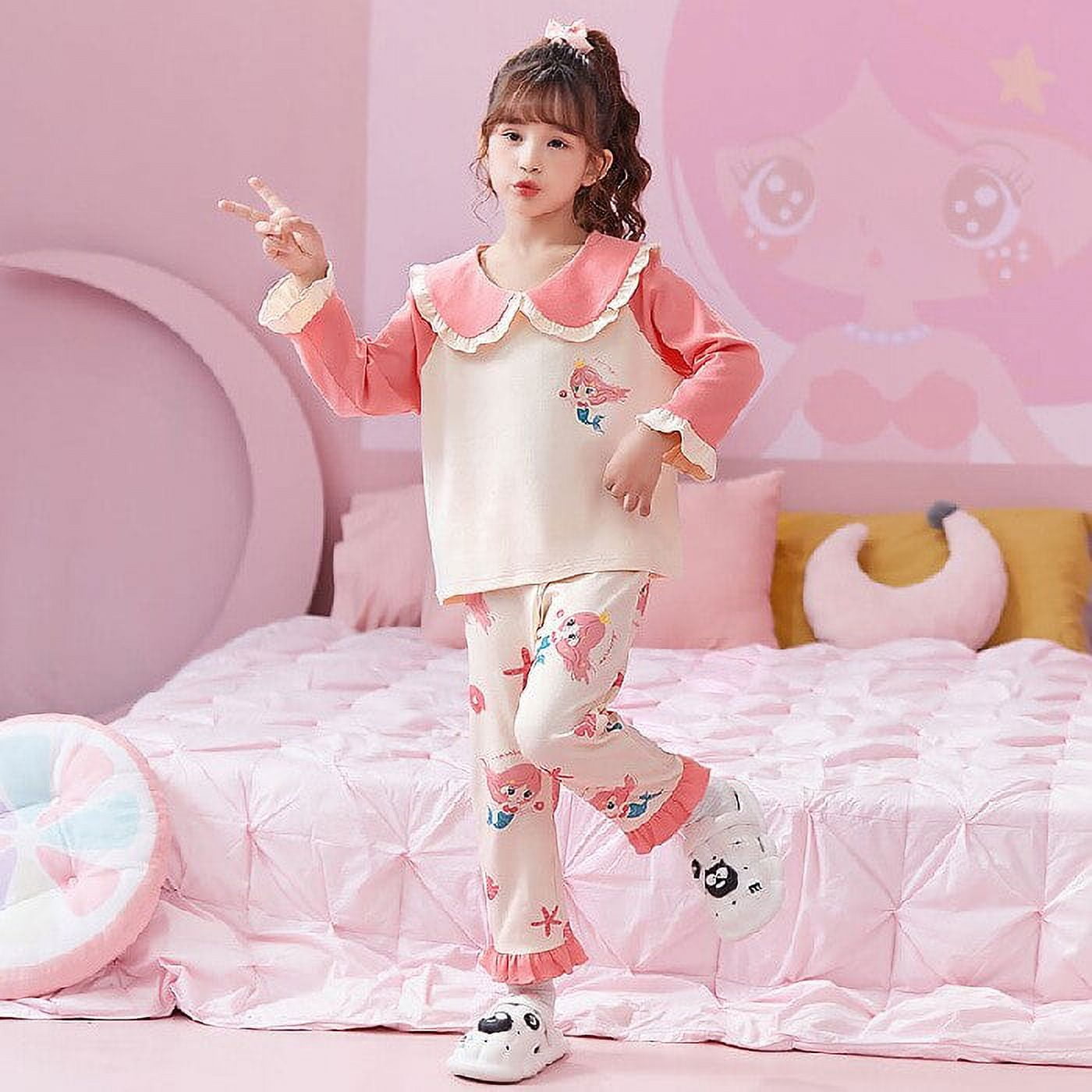 Sanrioed Girls' Sweet Princess Collar Pajama Set Cartoon Cinnamoroll ...