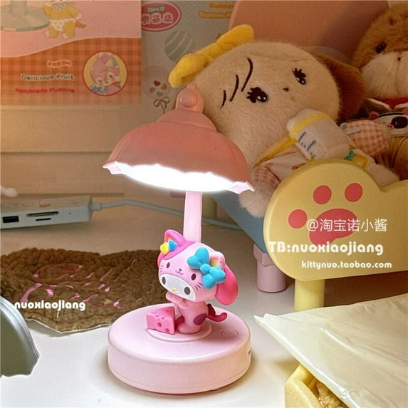 Sanrioed Kawaii My Melody Cinnamoroll Kuromi Desktop LED Learning Writing Night Light Table Lamp Anime Bedroom Bedside Lamp