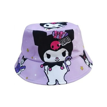 Sanrioed Kuromi Panama Hat for Kids Cartoon Fisherman Cap Anime Cute Big Ear Kids Bucket Hat Summer Outdoor Sun Protection Hat