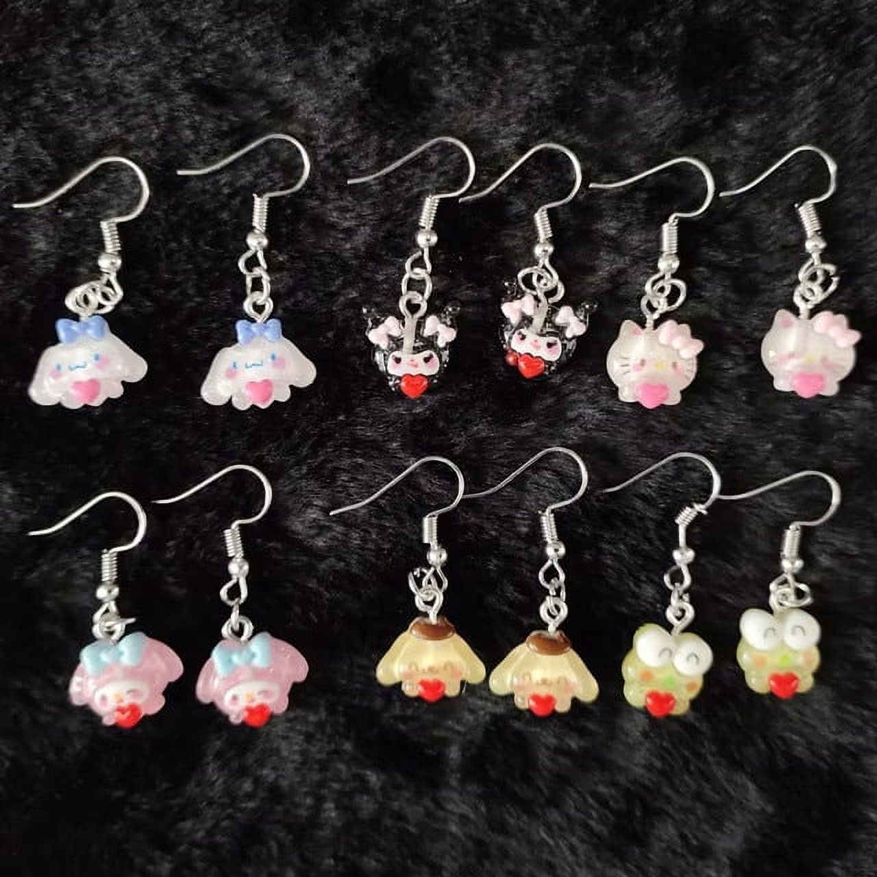 Sanrioed Kuromi Studs Earrings Set for Women Girls Kawaii Hello Kitty