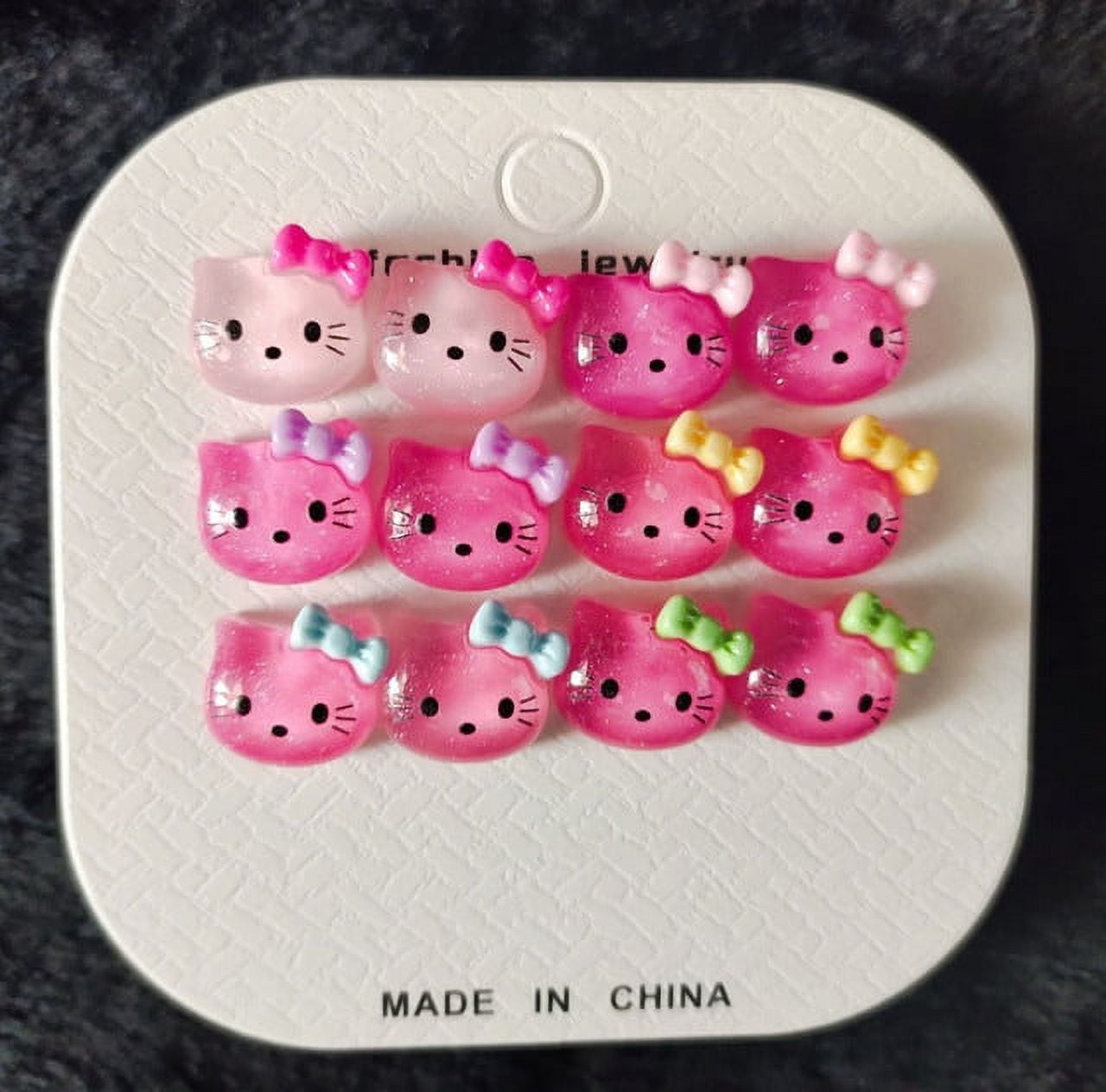 Sanrioed Kuromi Studs Earrings Set for Women Girls Kawaii Hello Kitty