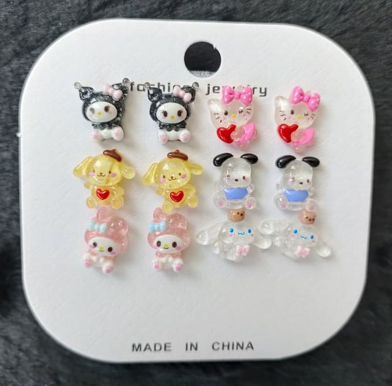 Sanrioed Kuromi Studs Earrings Set for Women Girls Kawaii Hello Kitty