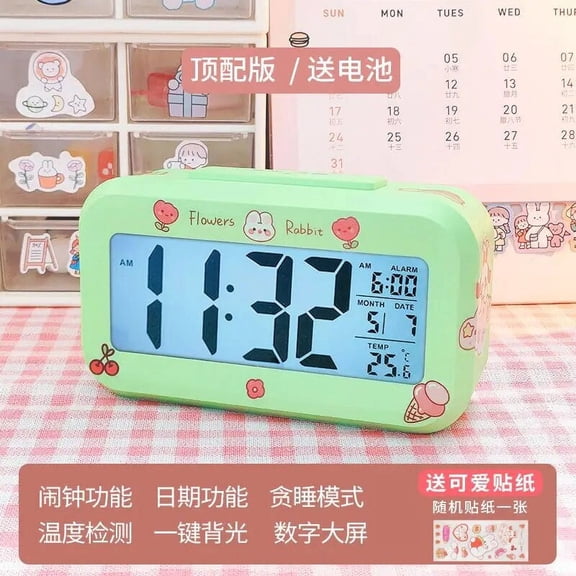 Sanrioed My Melody Cartoon Kids Alarm Clock Desktop Kawaii Kuromi Student Smart Electronic Clock Get Up Bedroom Ornaments Gift