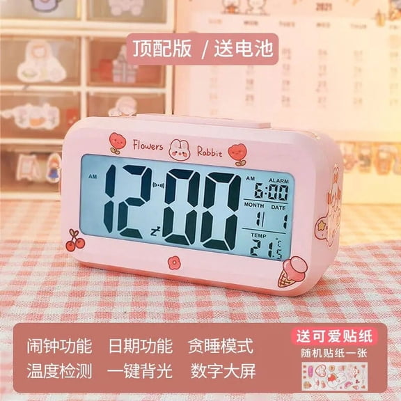 Sanrioed My Melody Cartoon Kids Alarm Clock Desktop Kawaii Kuromi Student Smart Electronic Clock Get Up Bedroom Ornaments Gift