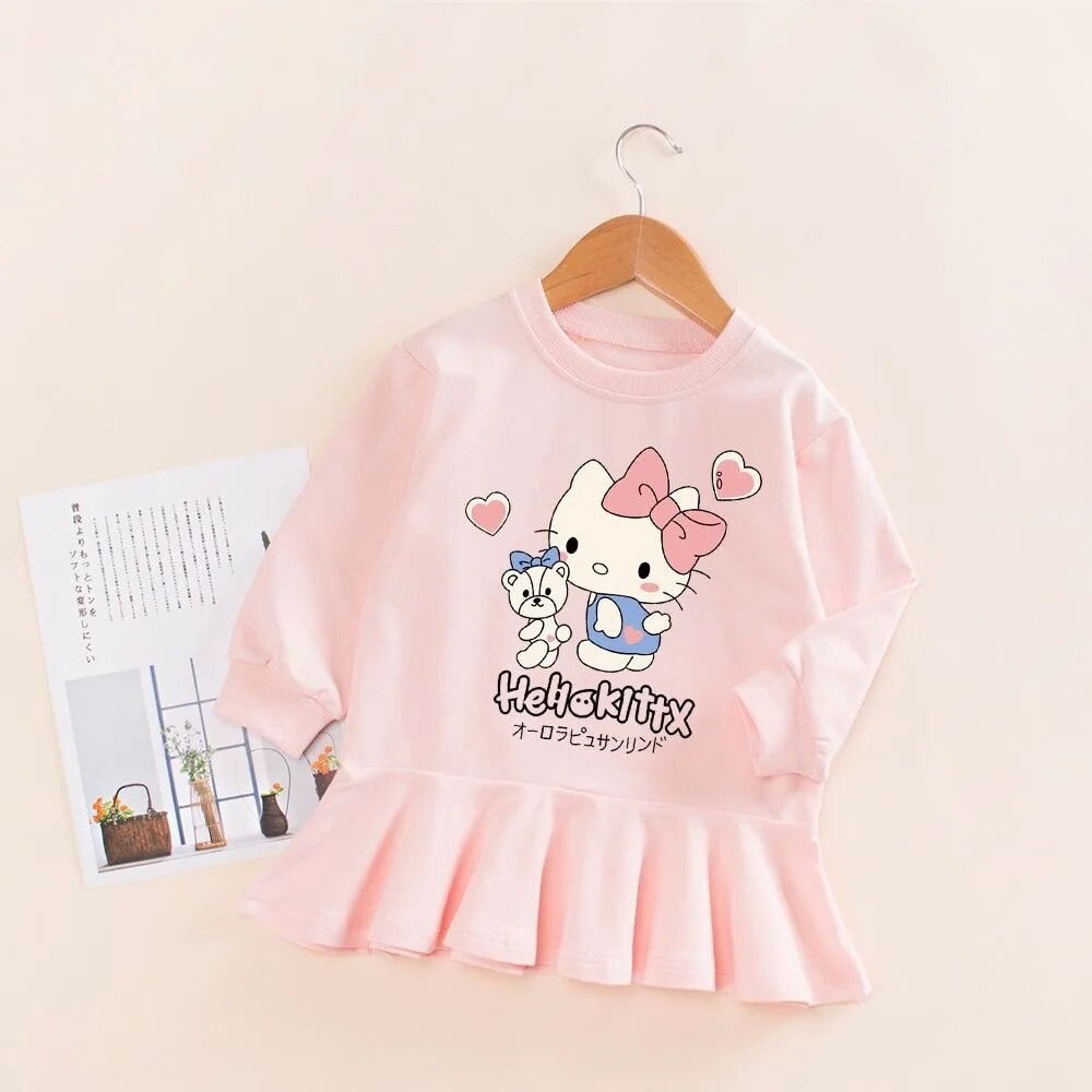 Sanrios Anime Cartoon Girls Clothing Hoodie Skirt HelloKittys Kuromi ...