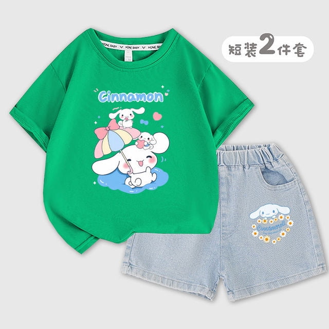 Sanrios Anime Kawaii Cinnamoroll Summer Kids Shorts Short Sleeves Set ...