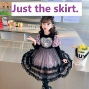 Sanrios Anime Kuromi Y2K Kids News Weater Dress Kawaii High-Quality Temperament Lolita Kawaii Girl Lace Long Sleeved Warm Dress