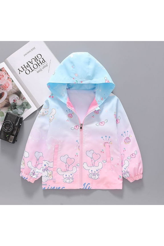 Sanrios Cinnamoroll Girl Boy Long Sleeve Jacket Fashion Windcoat Casual Coat Waterproof Flower Print Hoodie Outwear Clothes