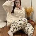 thumbnail image 1 of Sanrios Coral Velvet Pajamas Kawaii Cute Hello Kitty Kuromi Mymelody Pochacco Cartoon Thick Warm Flannel Household Clothes Set, 1 of 13