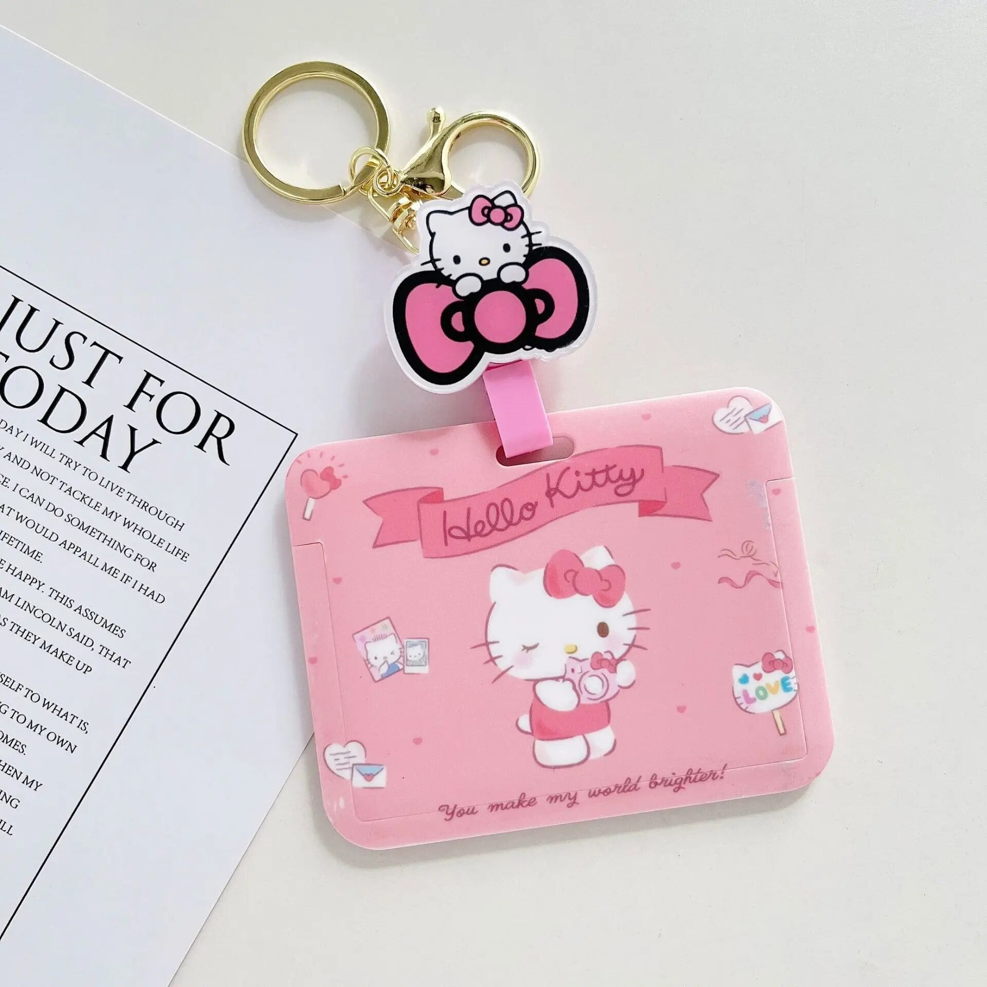 dsfsdg Sanrios Hello Kitty Card Holder Keychain Anime Cute Kuromi Cinnamorol Melody Pendant Retractable Nurse Badge Doctor ID Card Clip, adult Unisex