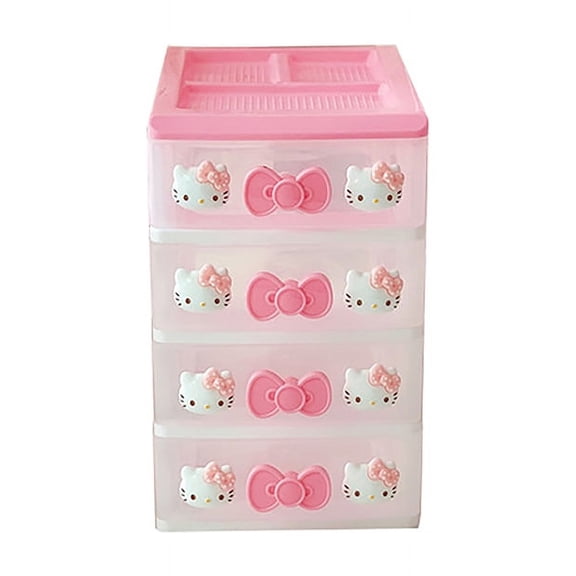 Sanrios Hello Kitty My Melody Drawer Storage Box Cartoon Desktop Storage Organizer Multi-Layer Dresser Organize Cosmetic Box