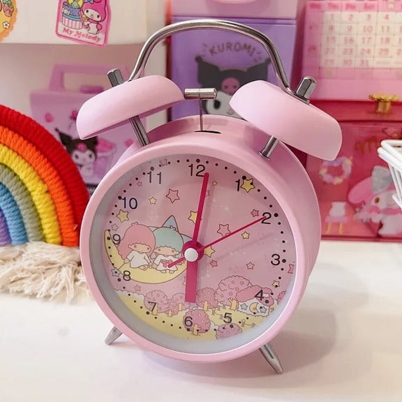 Sanrios Hello Kitty Pompompurin Kuromi Cinnamorll My Melody Little Twin Stars Alarm Clock Kawaii Cartoon Anime Desktop Bedroom