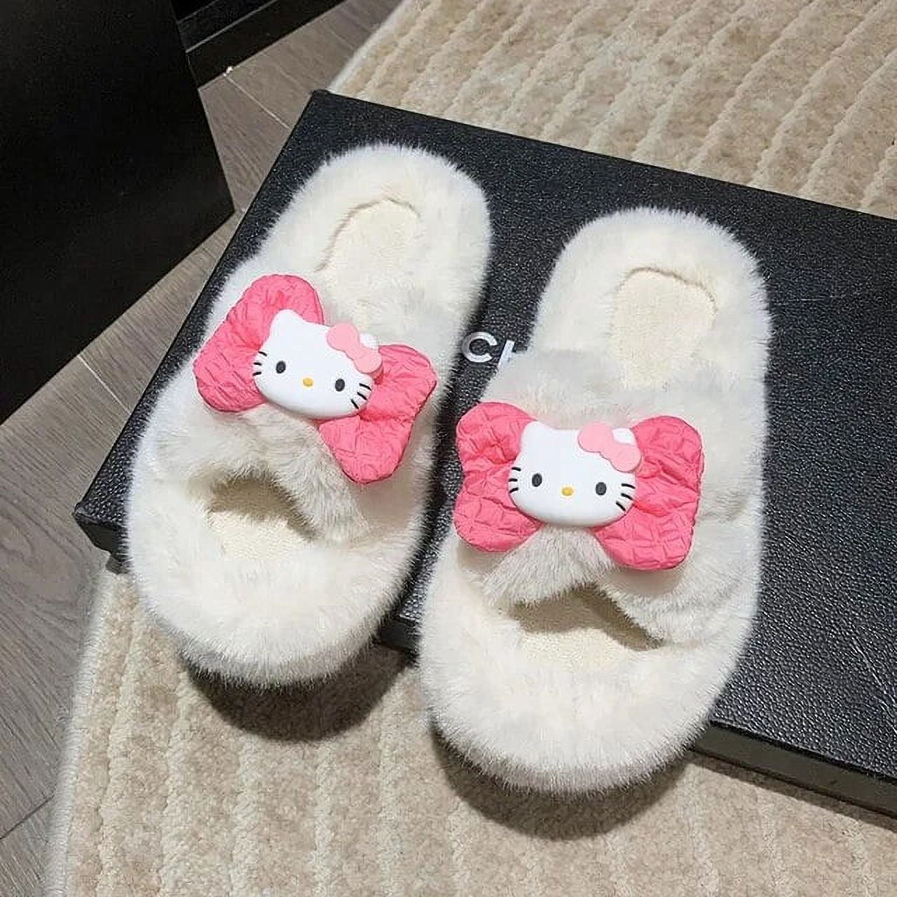 Sanrios Hello Kitty Trendy Pink Slippers for Women Y2k Kawaii Winter ...