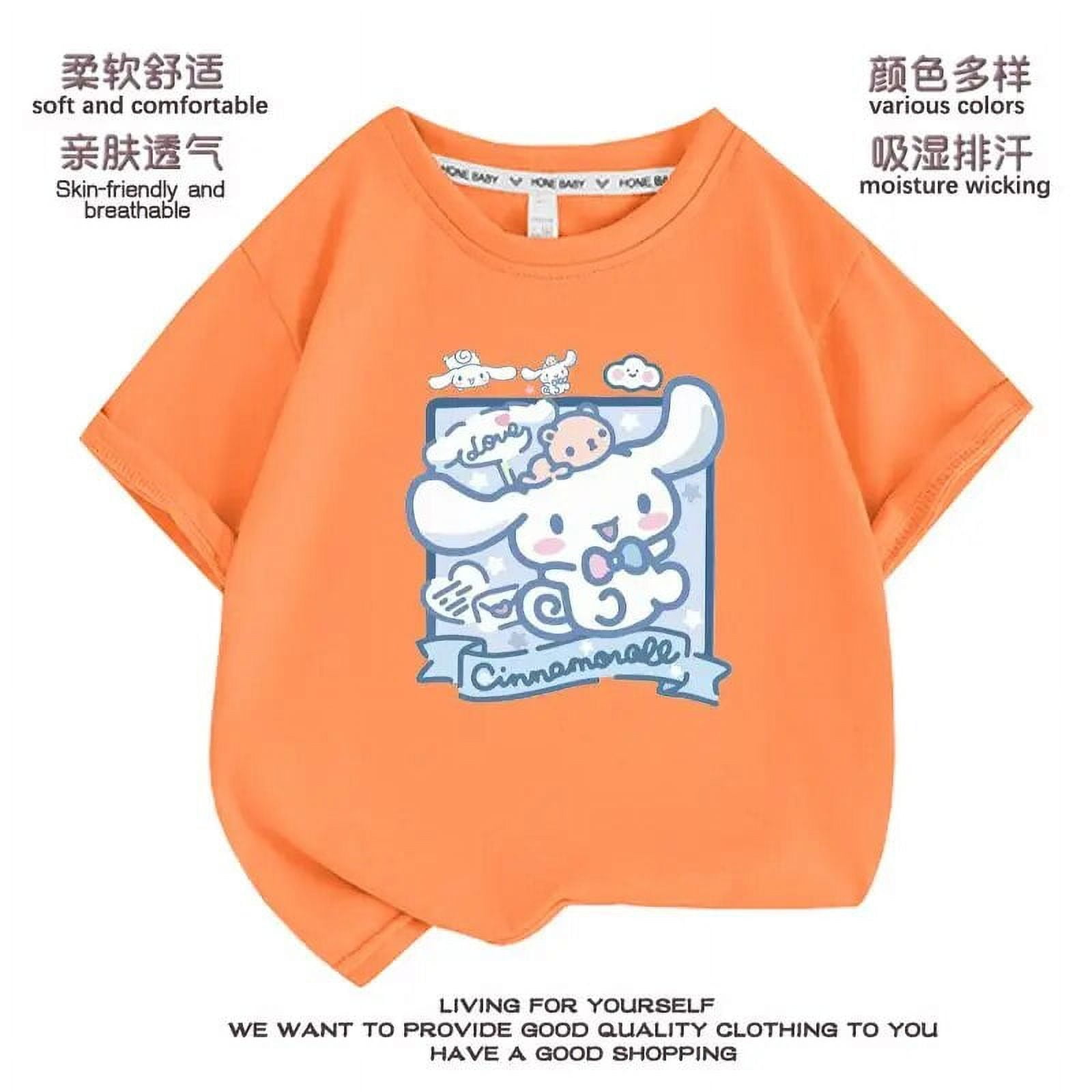 Sanrios Kawaii Anime Kuromi Cinnamoroll My Melody Kids Short Sleeve T ...