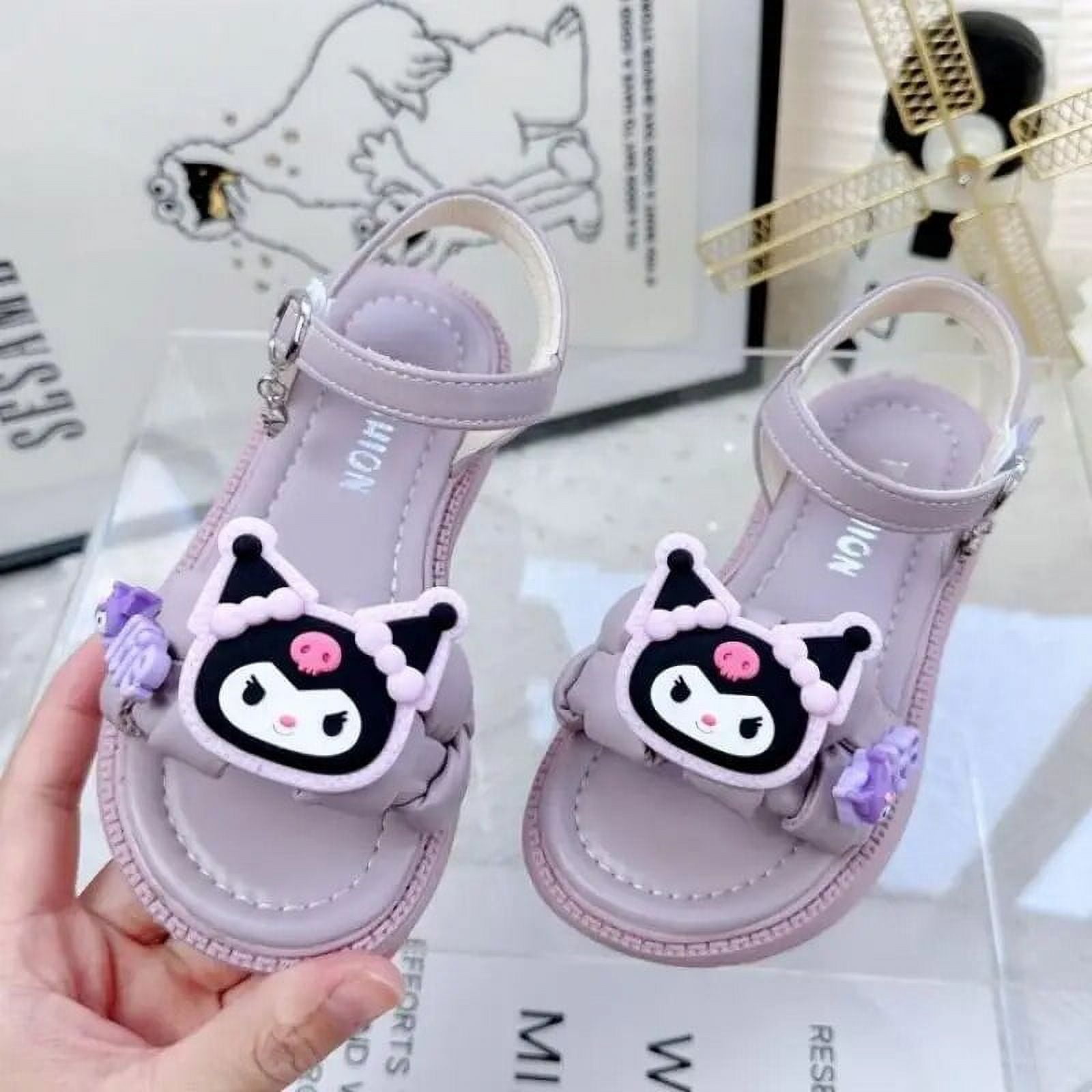 Sanrios Kawaii Anime Kuromi Cute Cartoon Kids Sandals Summer New ...