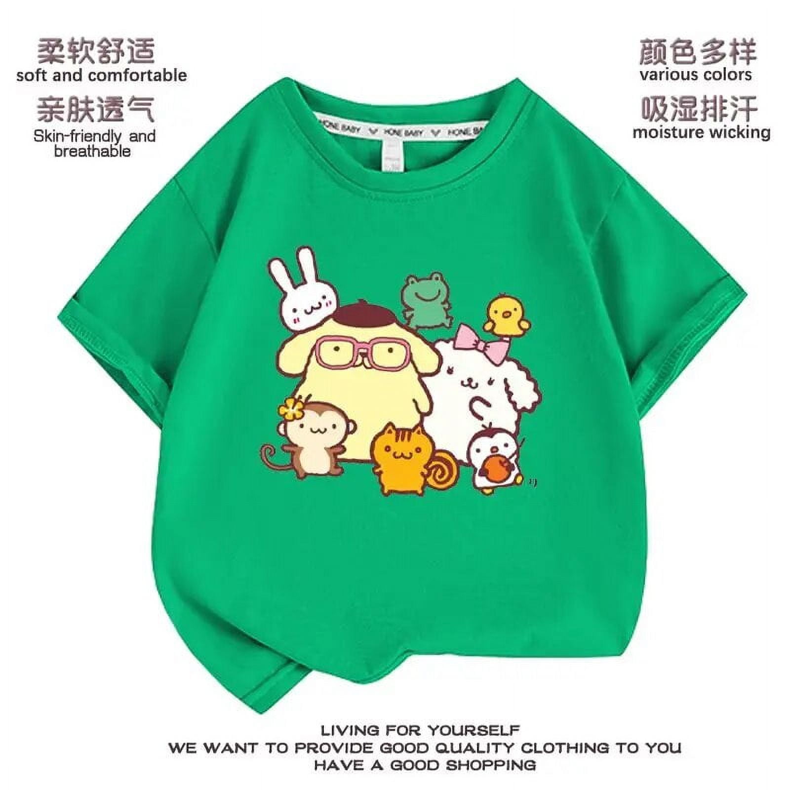 Sanrios Kawaii Pom Pom Purin Cinnamoroll Anime Peripherals Short Sleeve sanrios-kawaii-pom-pom-purin-cinnamoroll-anime-peripherals-short-sleeve