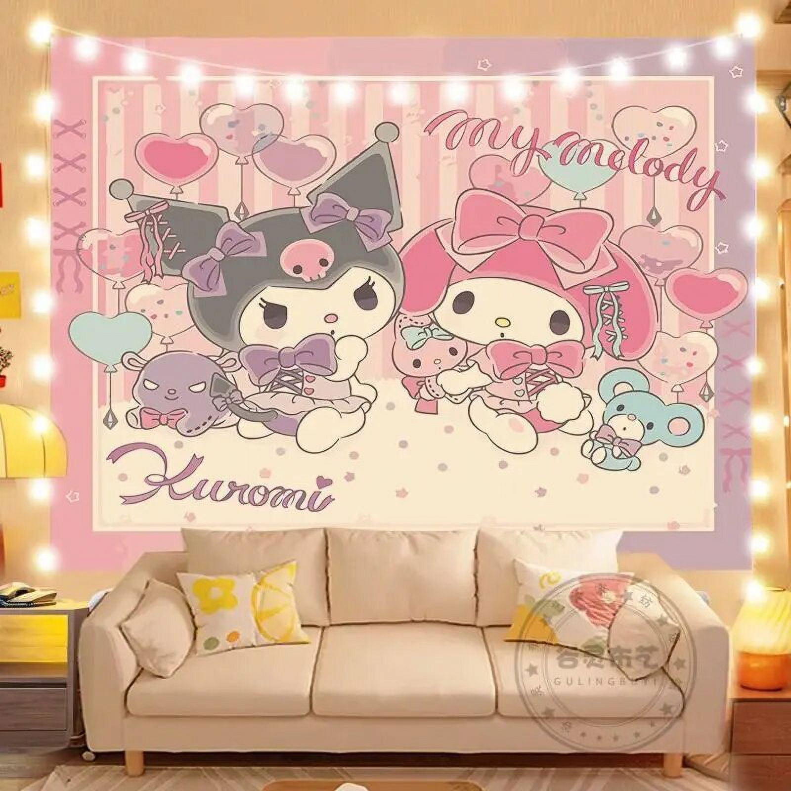 Sanrios Kuromi Cinnamoroll Kittys Hanging Cloth Anime Kawaii Wall