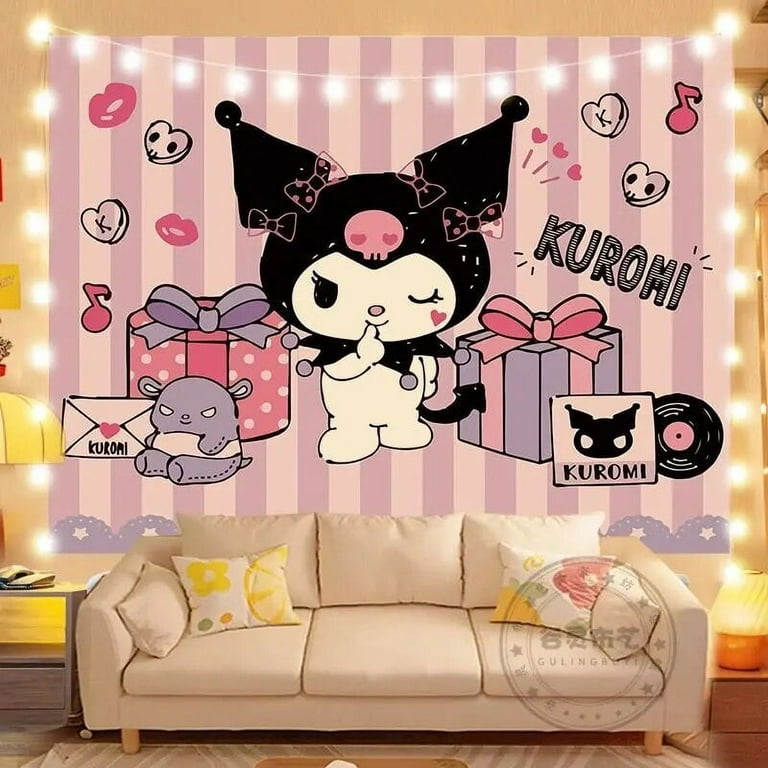 Sanrios Kuromi Cinnamoroll Kittys Hanging Cloth Anime Kawaii Wall