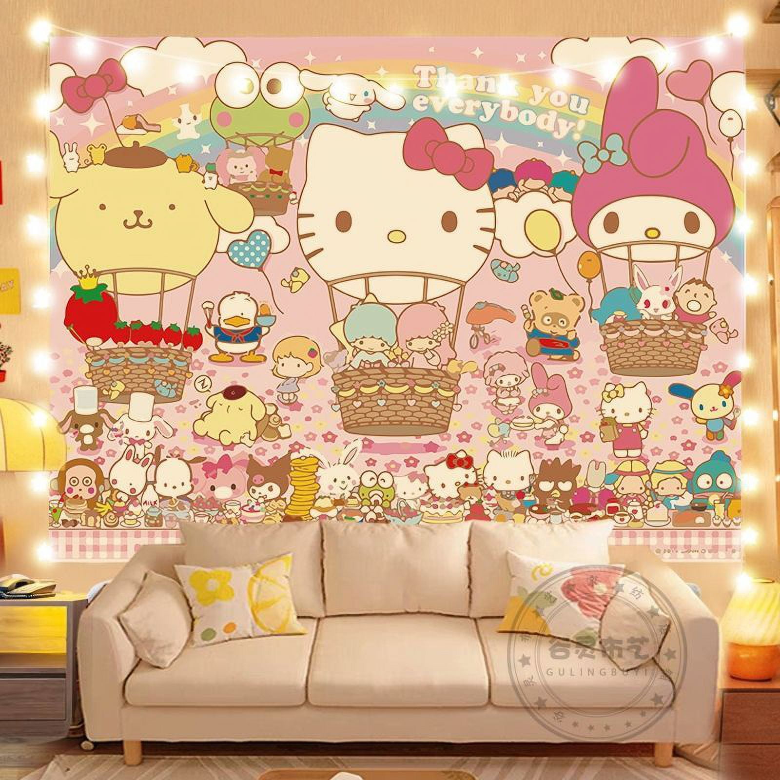 Sanrios Kuromi Cinnamoroll Kittys Hanging Cloth Anime Kawaii Wall