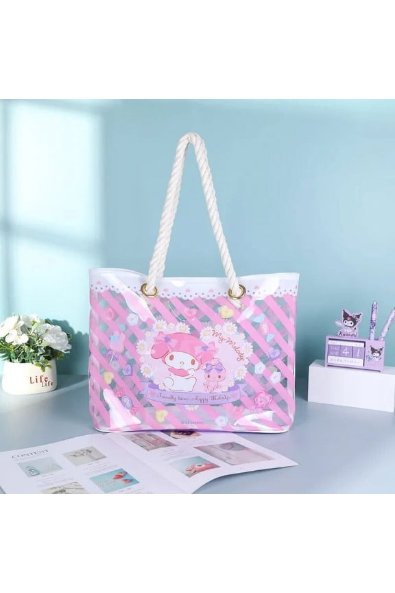 Sanrios Kuromi Cinnamoroll Mymelody Cartoon PVC Transparent Handbags Gift Packaging Box kawaii Anime messenger bag jelly bag