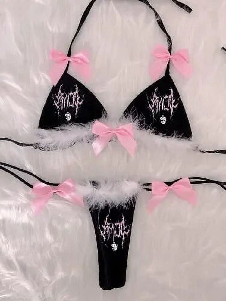 Sanrios Kuromi My Melody Underwear Set Anime Cute Cartoon Bra Panties European and American Sexy Babes Y2k Style Tight Bikini