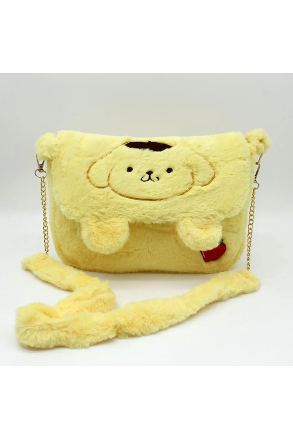 Sanrios Kuromi Mymelody Cinnamoroll kawaii Anime Plush Shoulder Bag Cartoon Chain Crossbody Bag Zipper Purse Phone Handbag Gifts