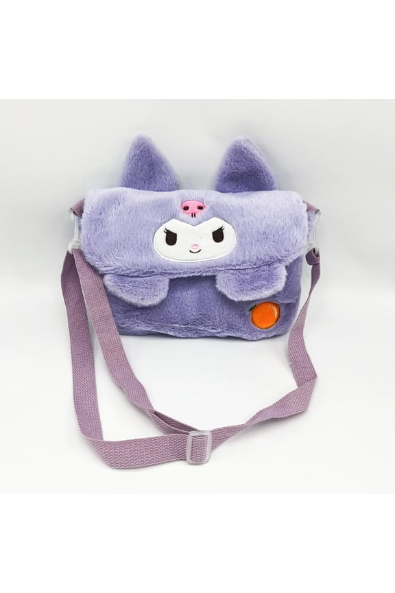 Sanrios Kuromi Mymelody Cinnamoroll kawaii Anime Plush Shoulder Bag Cartoon Chain Crossbody Bag Zipper Purse Phone Handbag Gifts